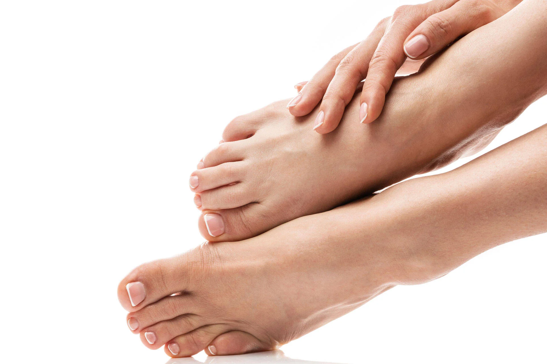 Close-up of feet during a nail treatment