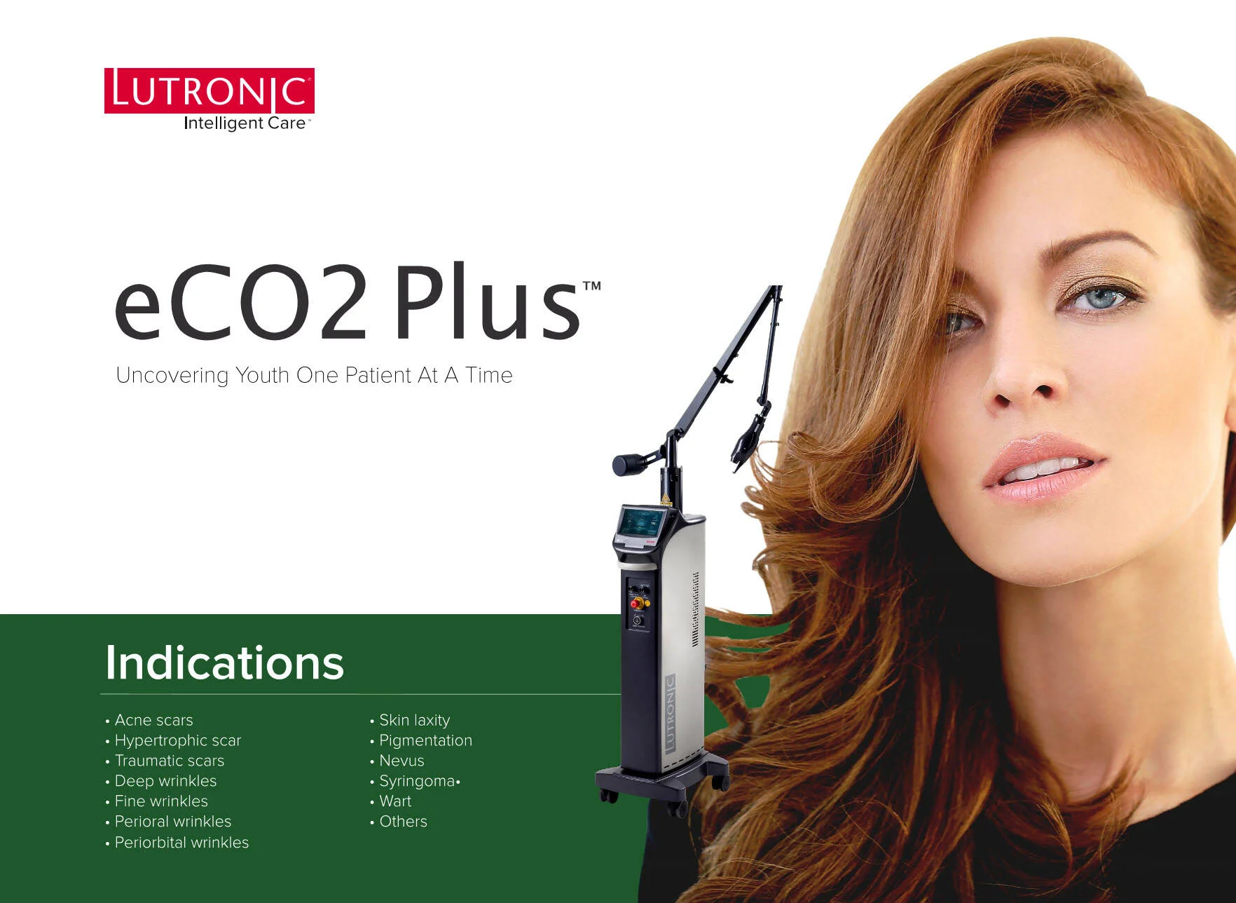 Lutronic eCO2 Plus laser device and indications panel